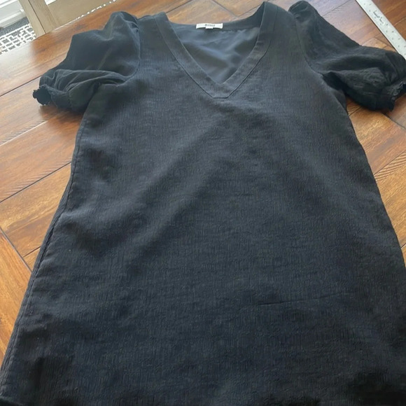 BB Dakota Steve Madden Womens Dress Black Stretch Mini V Neck Puff sz M - Picture 7 of 16